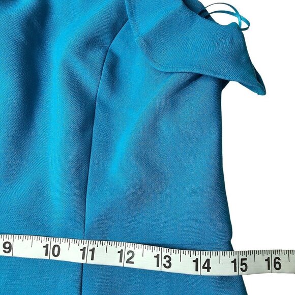 French Connection Whisper Ruth Ruffle Halter Neck Dress Mosaic BLue Women Size 8 - Picture 11 of 13